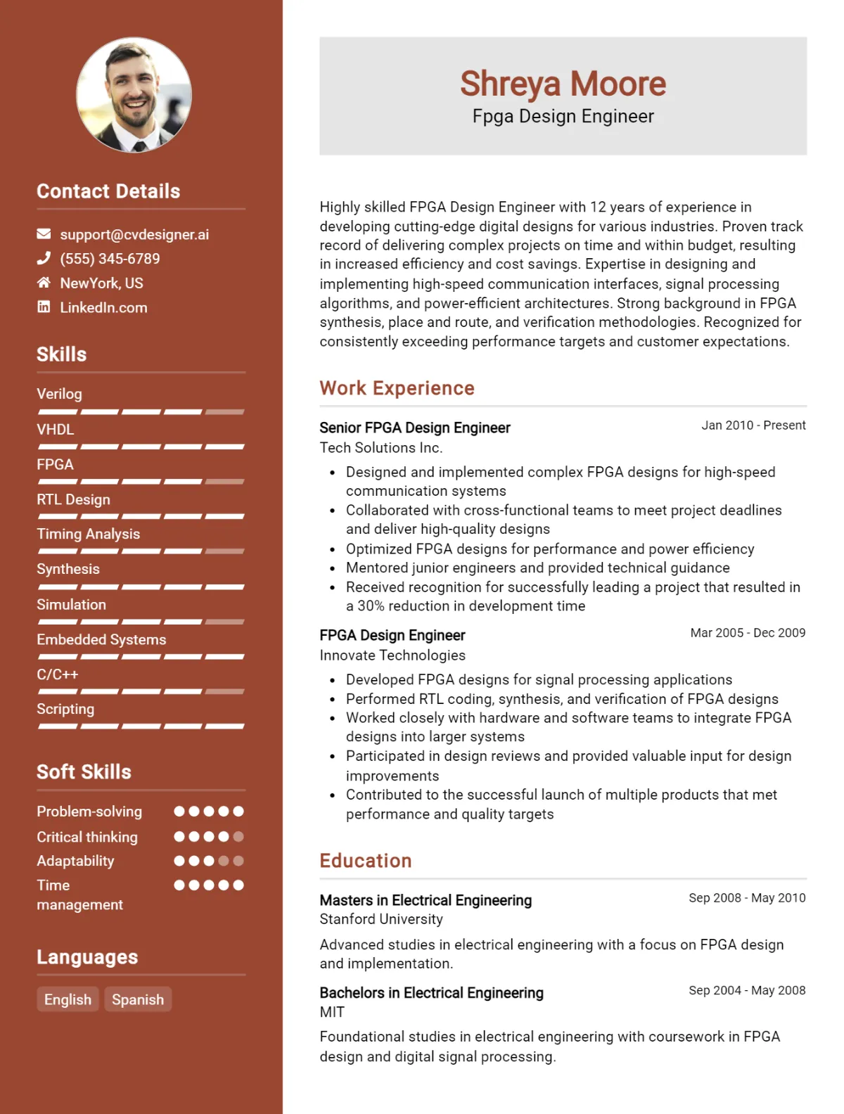 FPGA Design Engineer CV Example For 2026: Free Downloadable Templates Preview