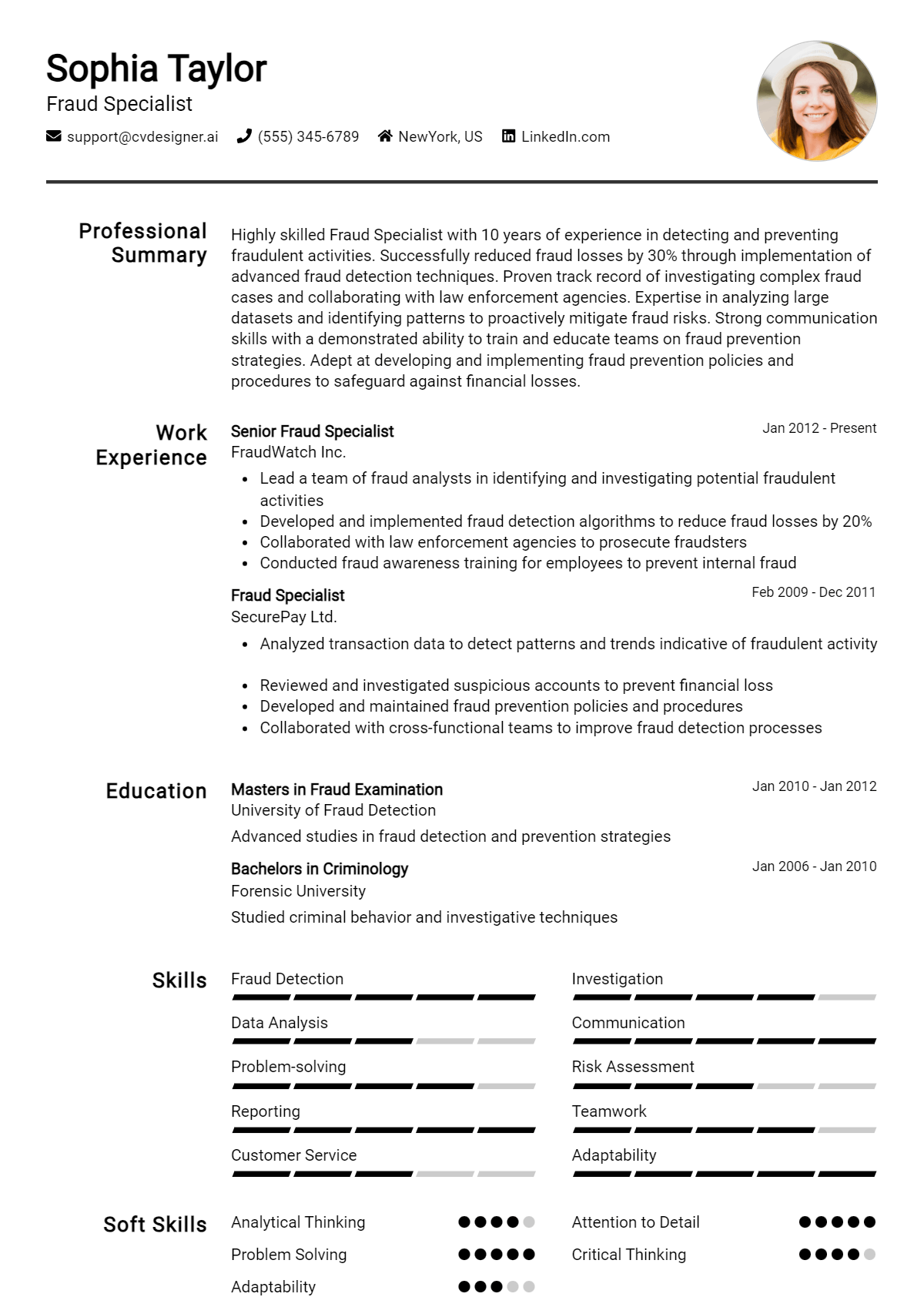 Fraud Specialist Resume Example for 2026: Examples & Free Templates Preview