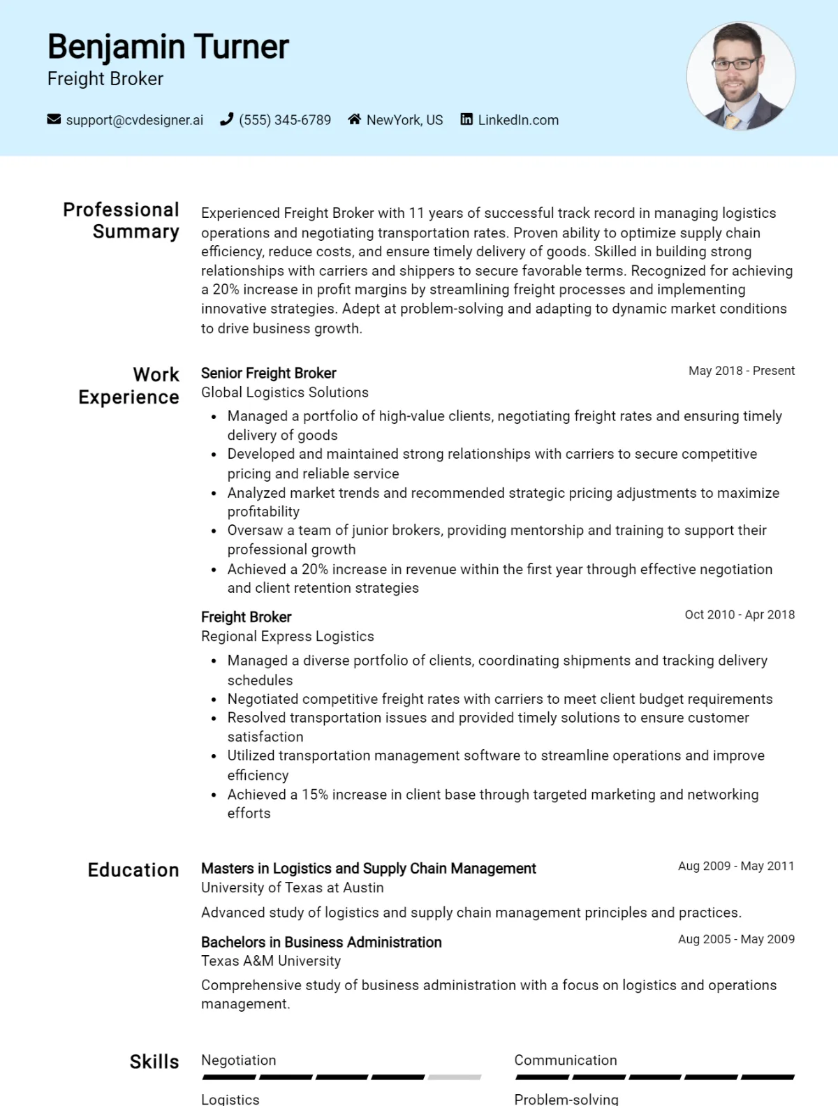 Freight Broker CV Example For 2026: Tips & Templates Preview