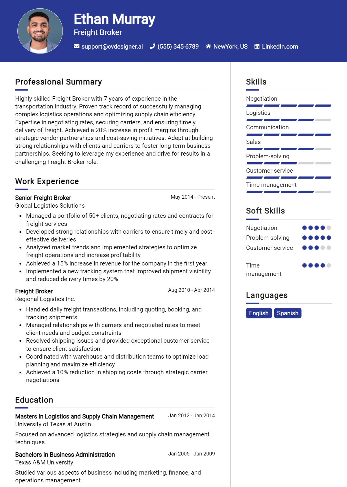 Freight Broker Resume Example for 2026: Effective CV Writing Tips Preview