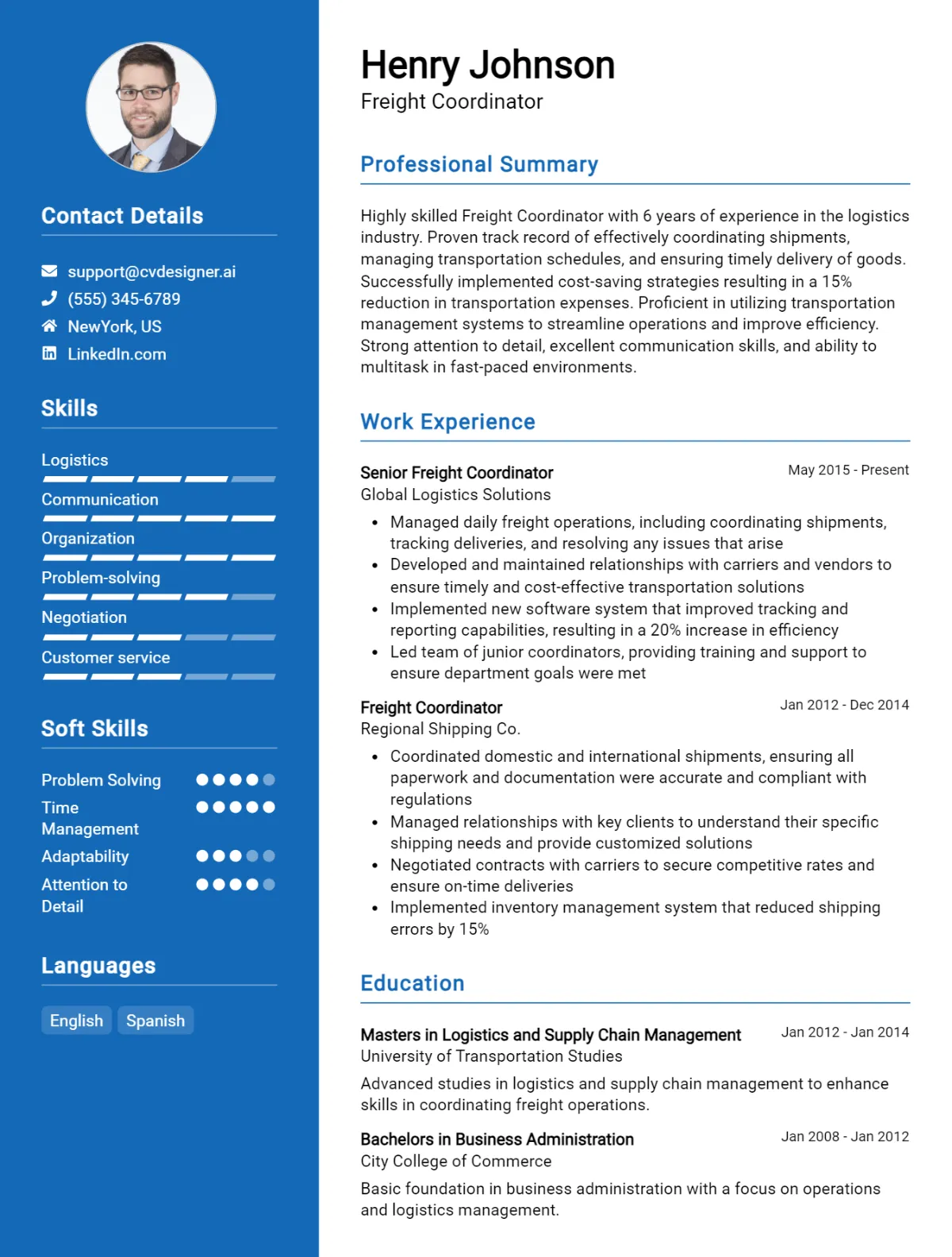 Freight Coordinator CV Example For 2026: Ultimate Guide Preview