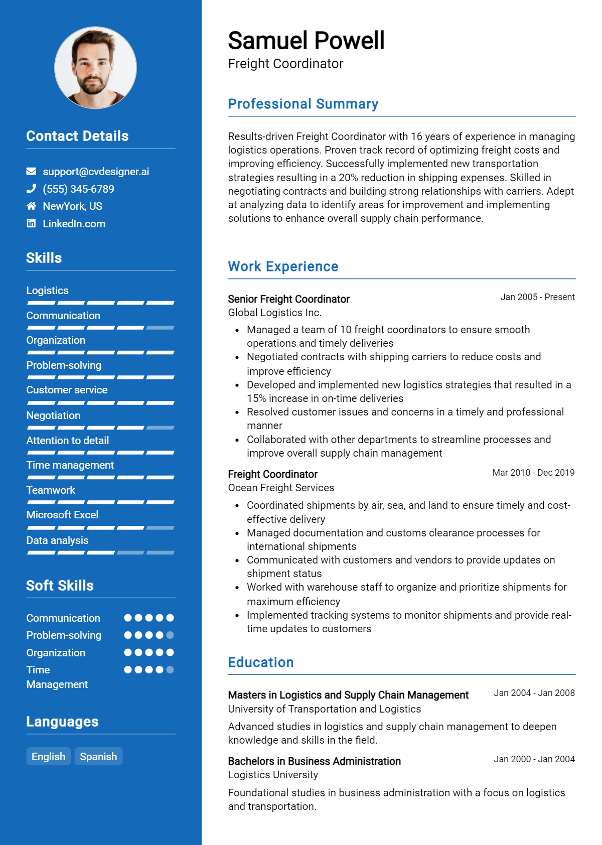 Freight Coordinator Resume Example for 2026: Samples & Best Practices Preview