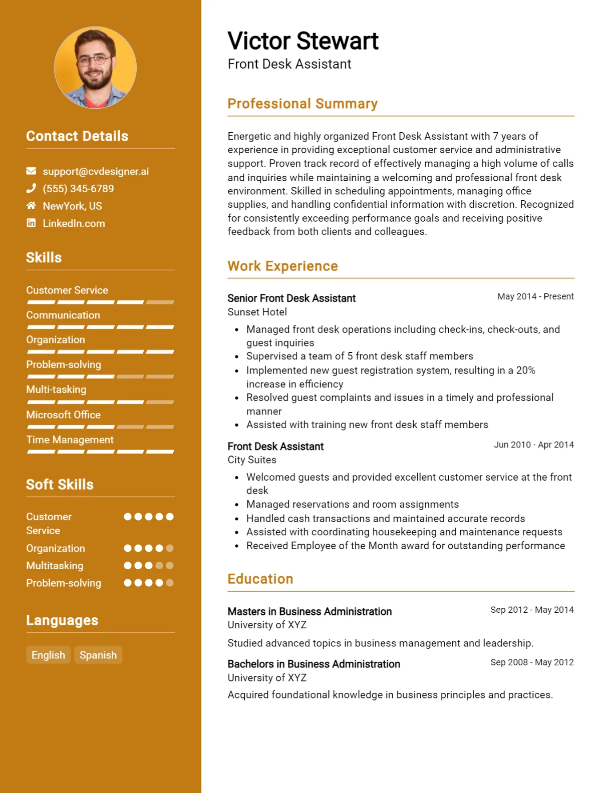 Front Desk Assistant CV Example For 2026: Samples & Best Practices Preview