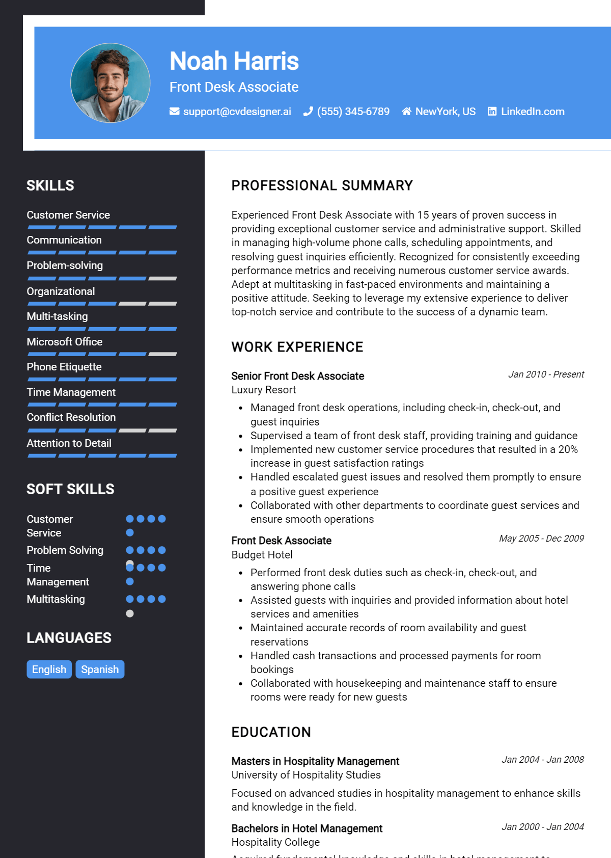 Front Desk Associate Resume Example for 2026: Tips to Stand Out Preview