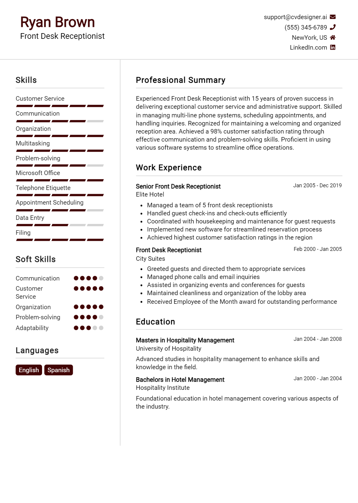 7 Front Desk Receptionist Resume Examples for 2026: Best Formatting Tips Preview