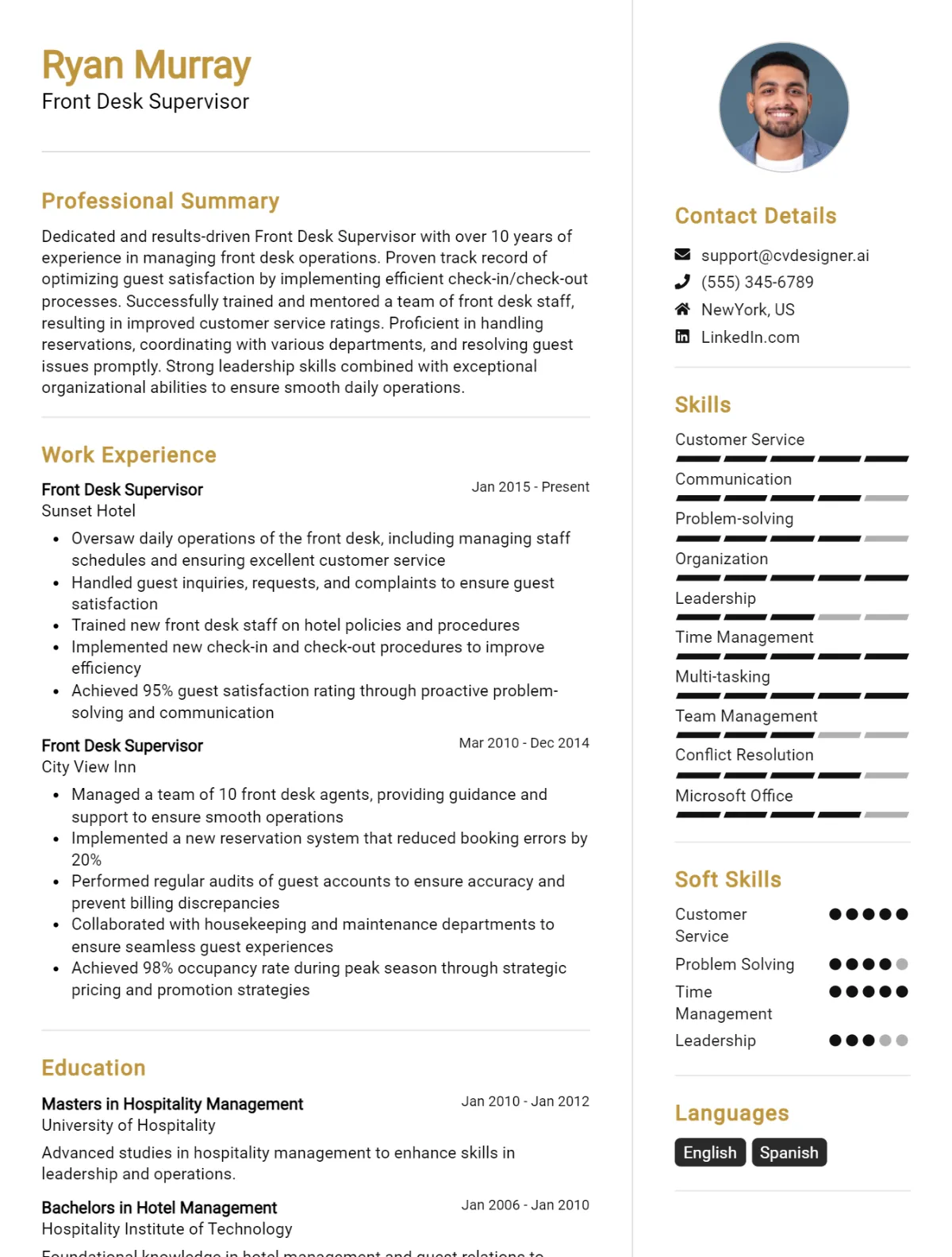 Front Desk Supervisor CV Example For 2026: How to Craft a Winning CV Preview