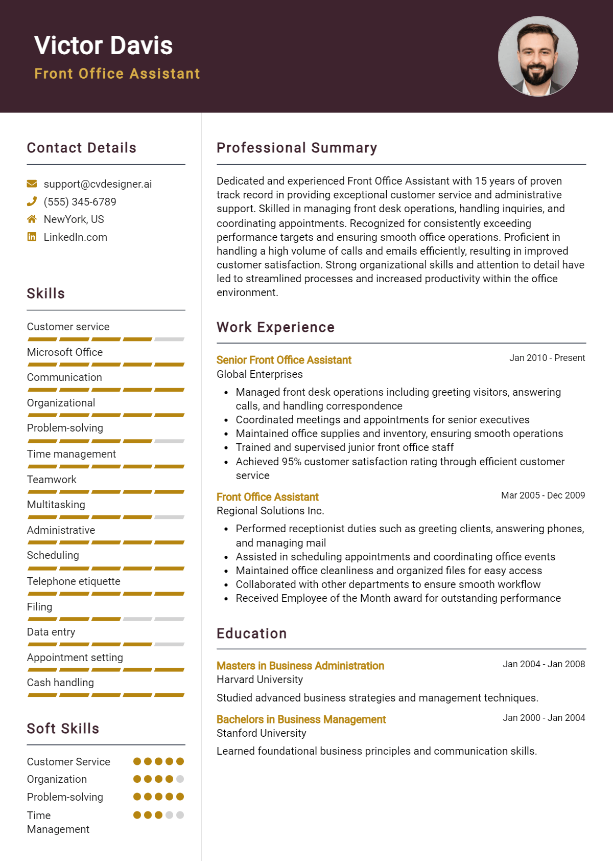 14 Front Office Assistant Resume Examples for 2026: Professional CV Templates Preview