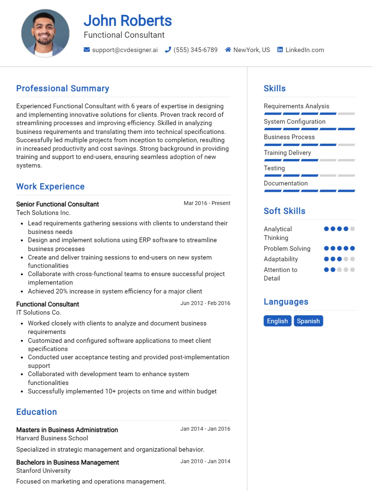Functional Consultant CV Example For 2026: Best Tips & Templates Preview