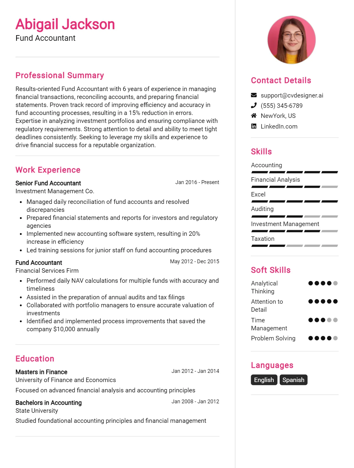 Fund Accountant CV Example & Guide for 2026 Preview