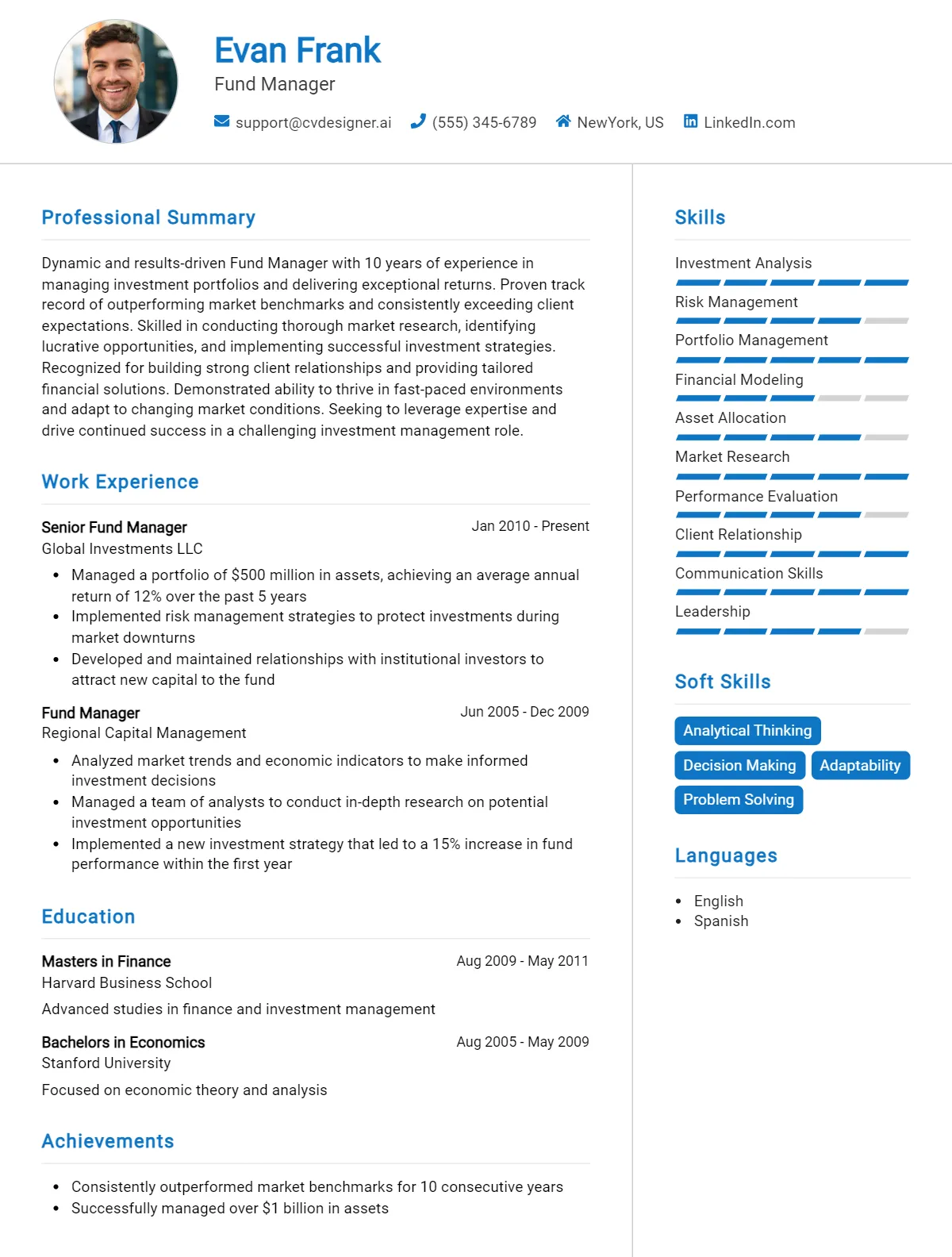 Fund Manager CV Example For 2026: Best Formatting Tips Preview