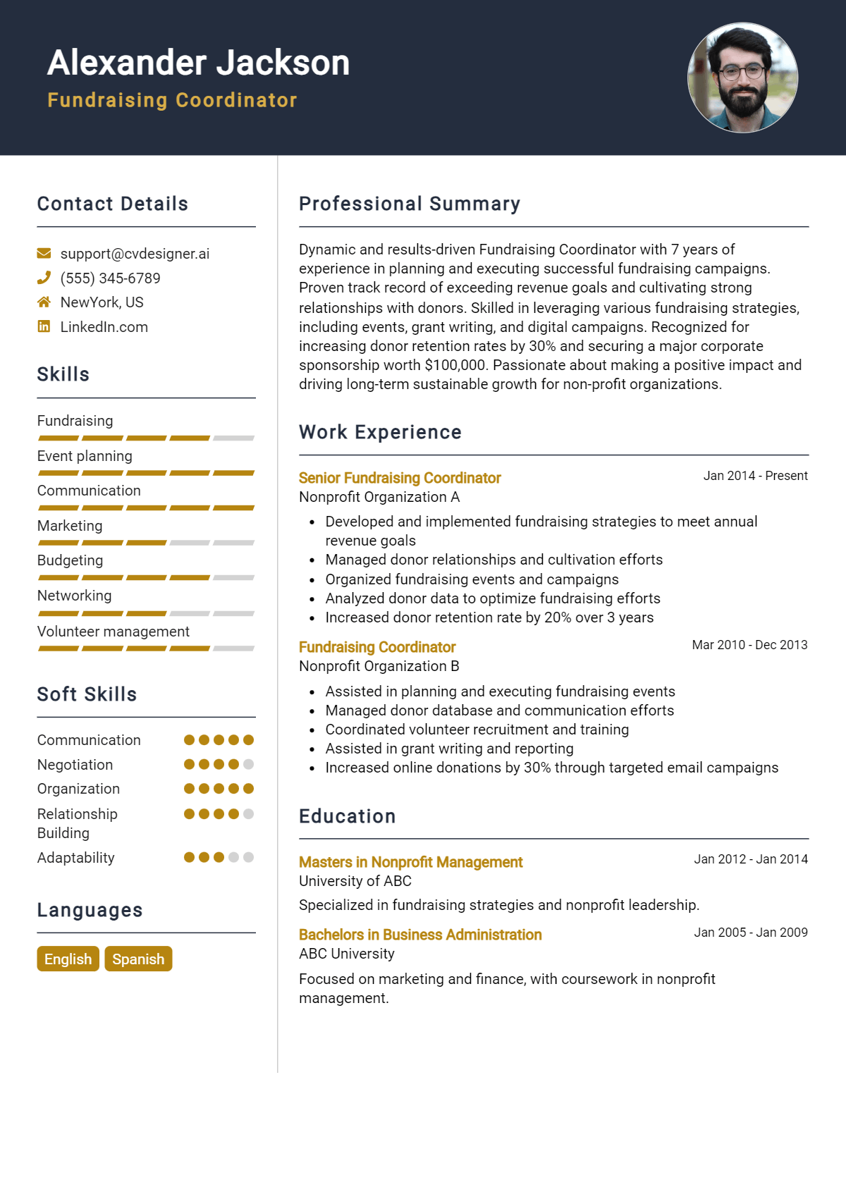 Fundraising Coordinator Resume Example for 2026: Effective CV Writing Tips Preview