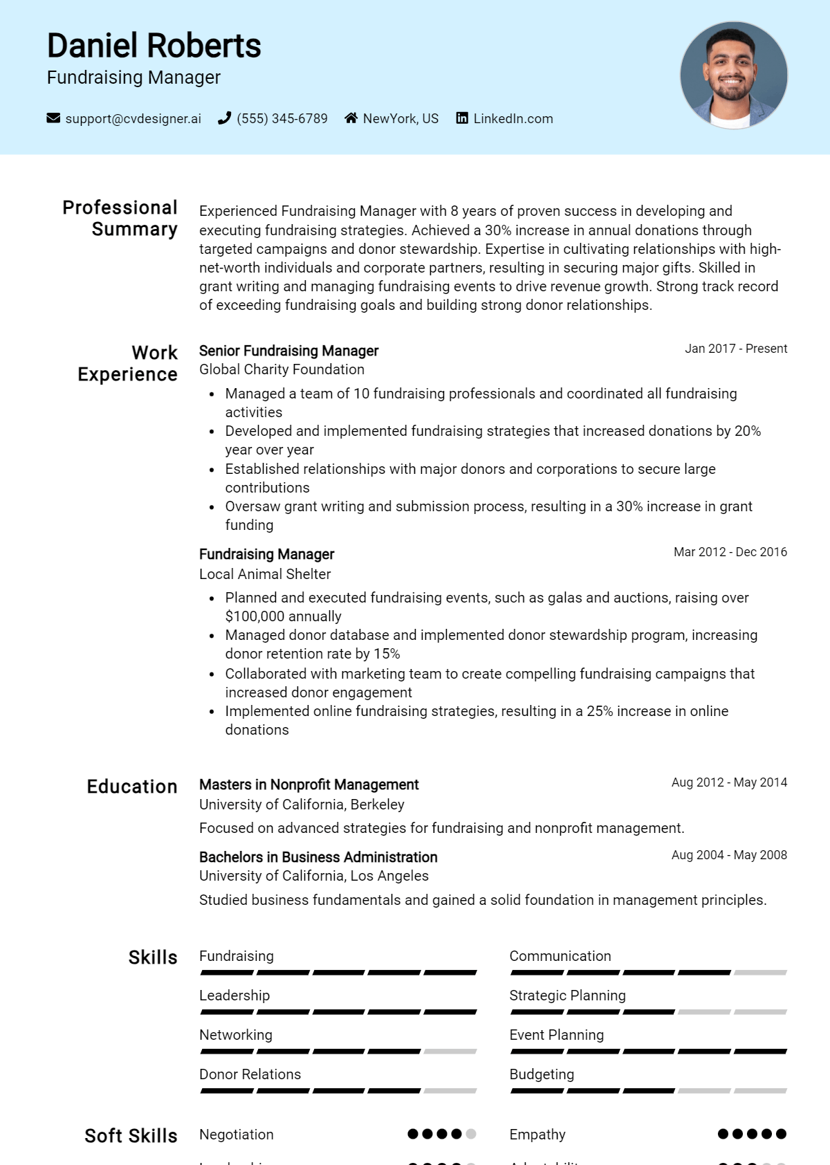 Fundraising Manager Resume Example for 2026: Effective CV Writing Tips Preview