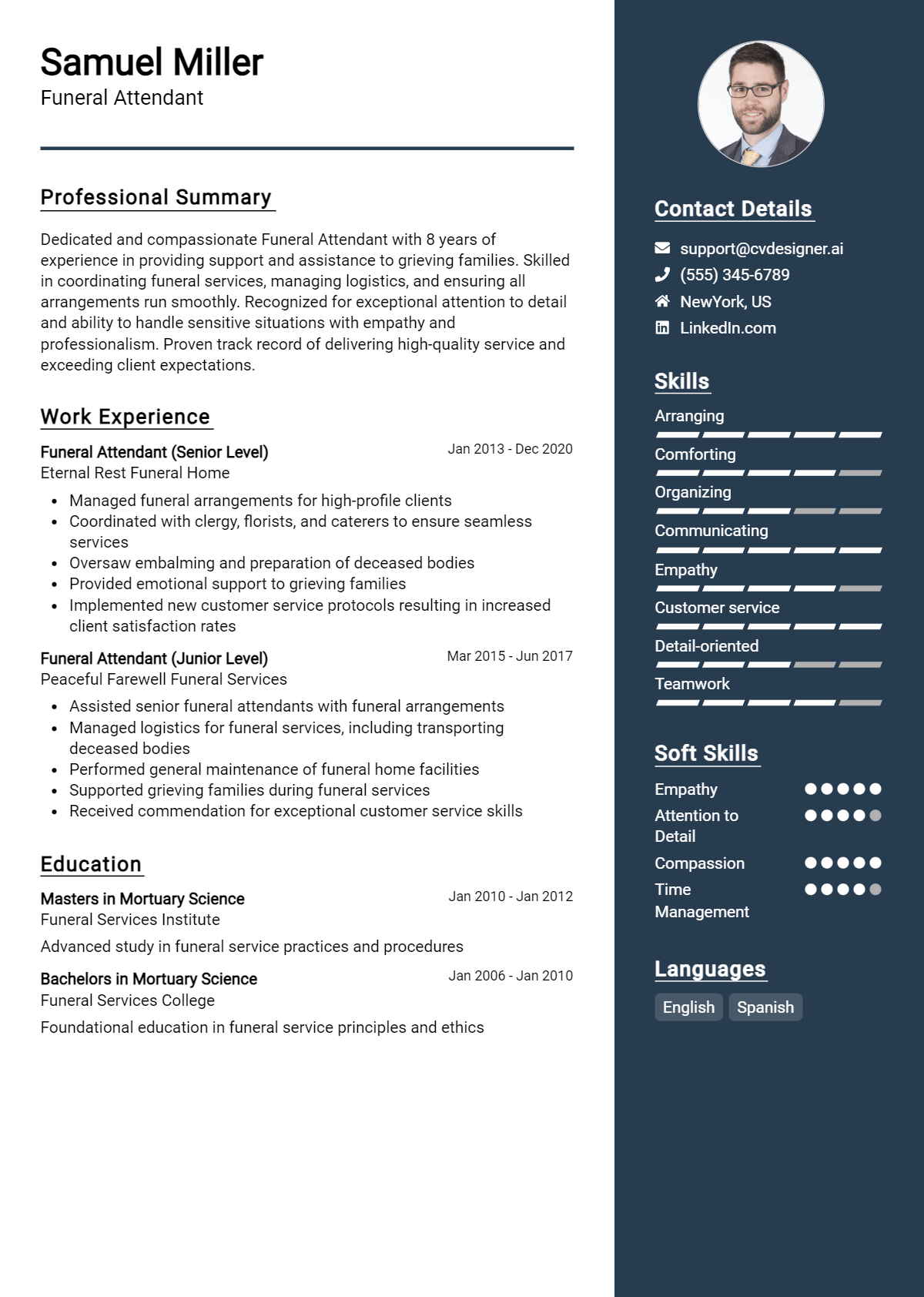 Funeral Attendant Resume Example for 2026: Top Templates Preview