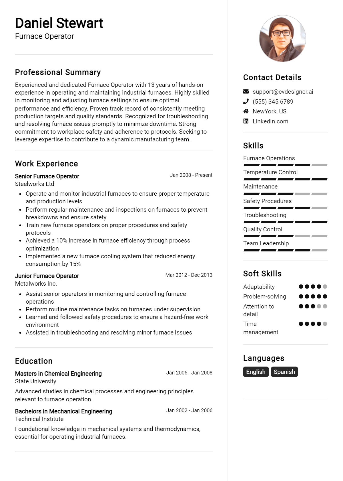 Furnace Operator Resume Example for 2026: Strategies & Templates Preview