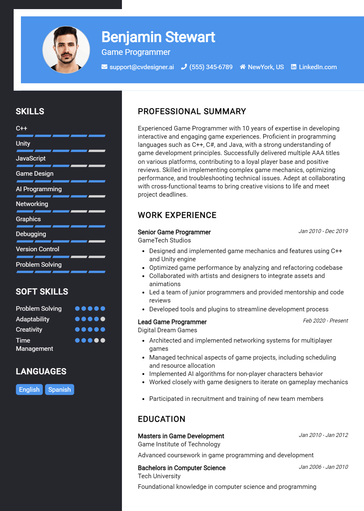 Game Programmer Resume Example for 2026: Ultimate Guide Preview