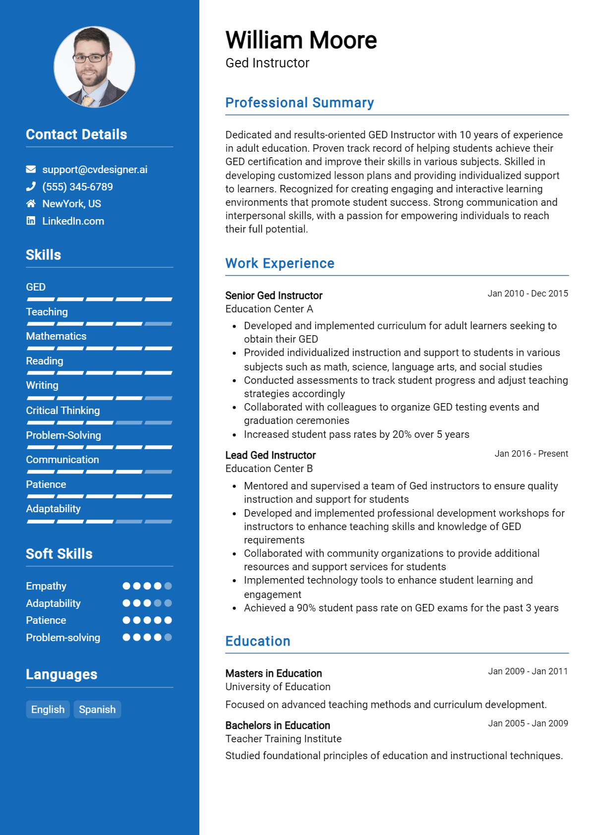 GED Instructor Resume Example for 2026: How to Craft a Winning CV Preview