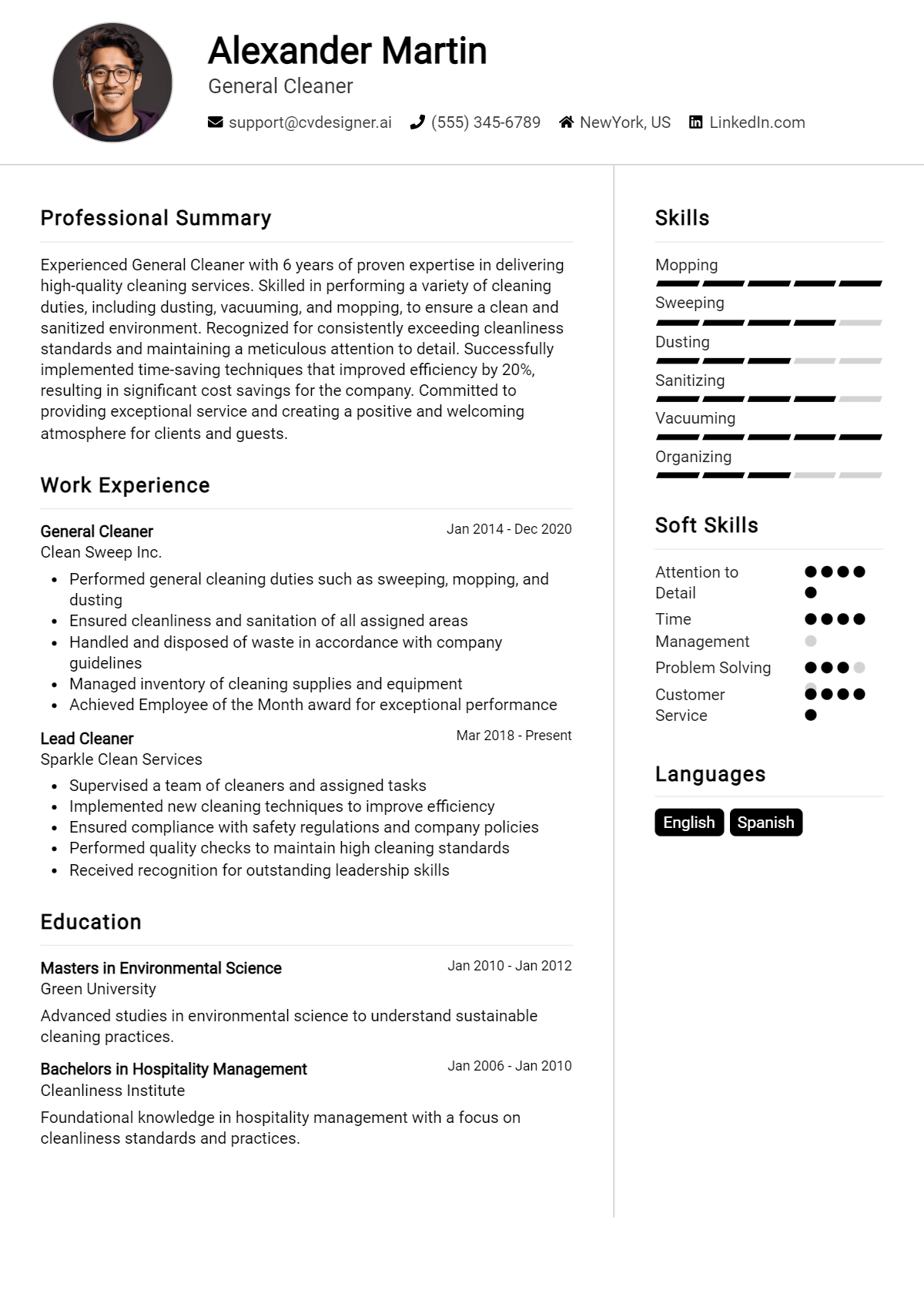 General Cleaner Resume Example for 2026: Strategies & Templates Preview