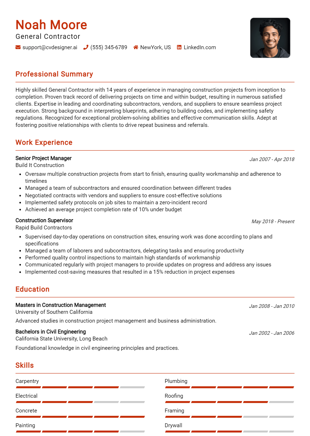 General Contractor Resume Example for 2026: Ultimate Guide Preview