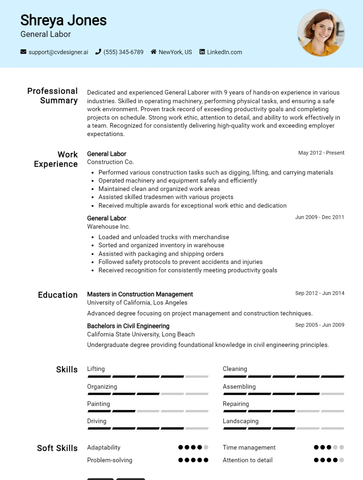 General Labor CV Example For 2026: Best Tips & Templates Preview