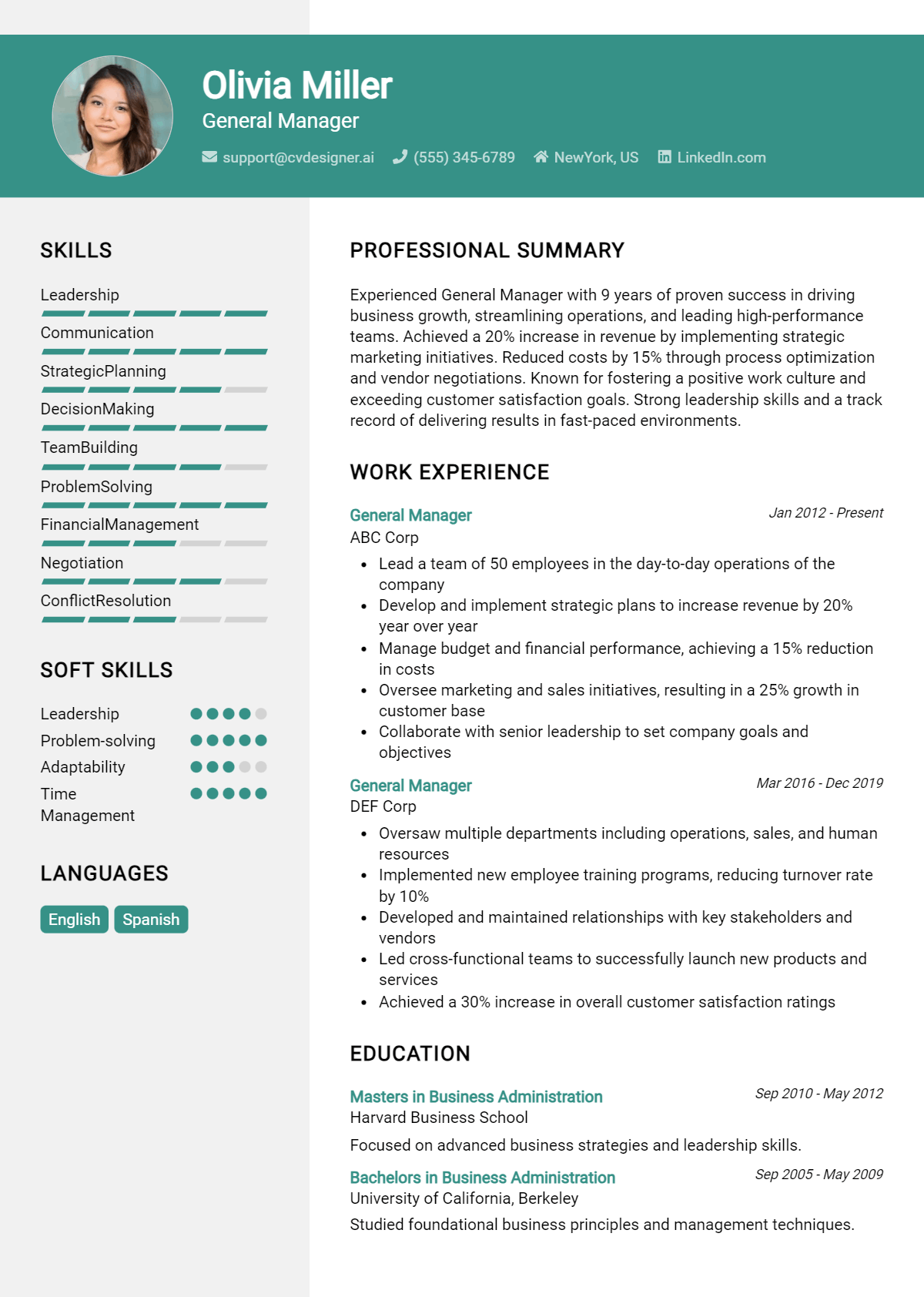 General Manager Resume Example for 2026: Free Examples Preview