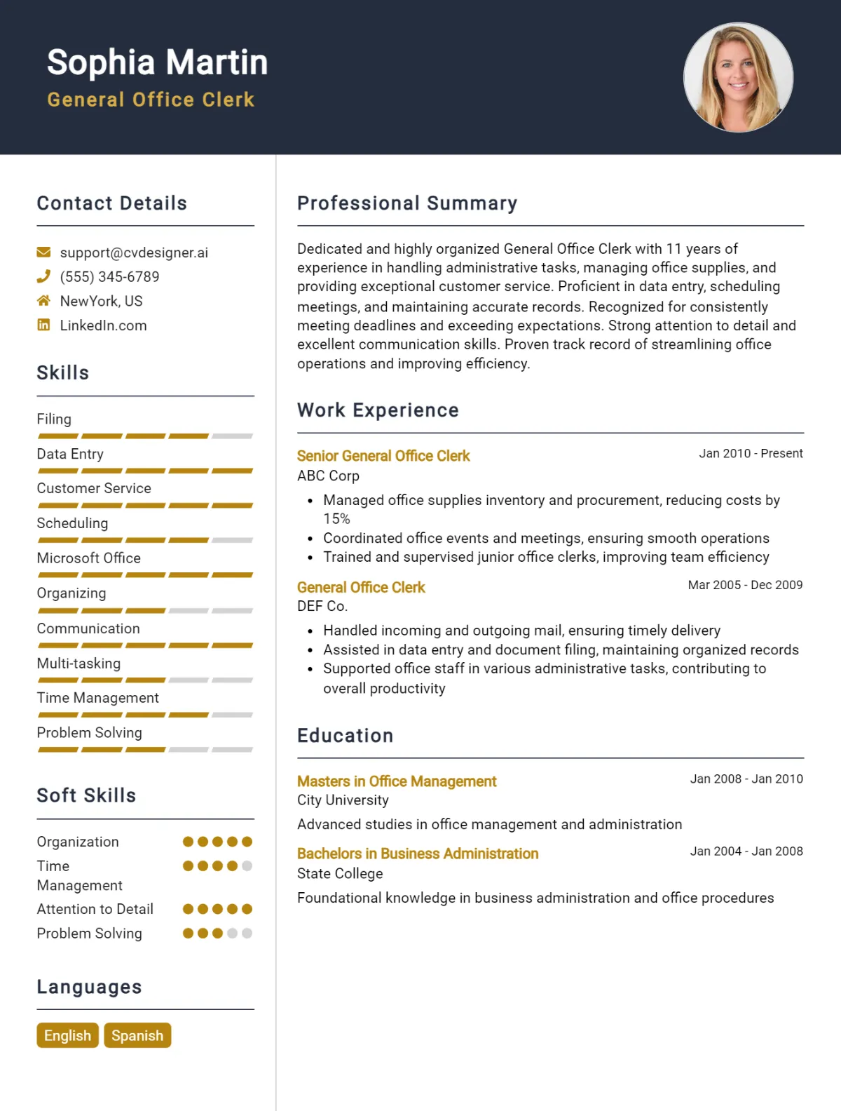 General Office Clerk CV Example For 2026: Strategies & Templates Preview