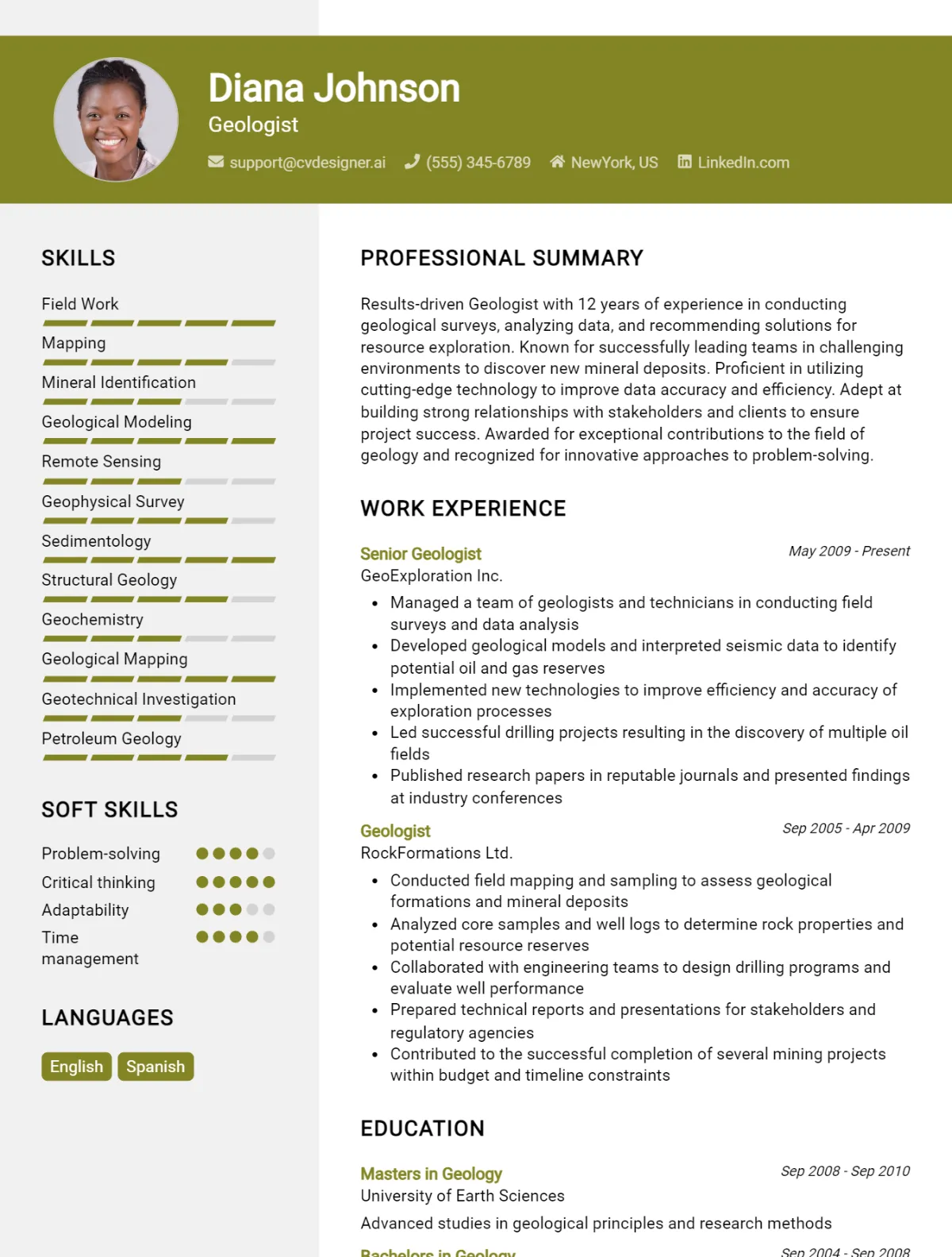 Geologist CV Example For 2026: Ultimate Guide Preview