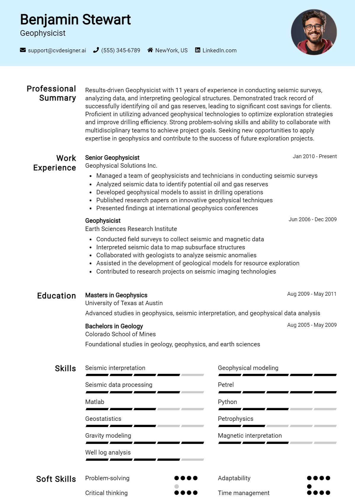 Geophysicist Resume Example for 2026: Top CV Skills Preview