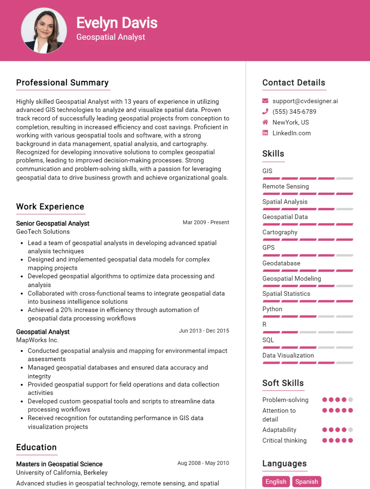 Geospatial Analyst CV Example For 2026: Top Tips & Samples Preview
