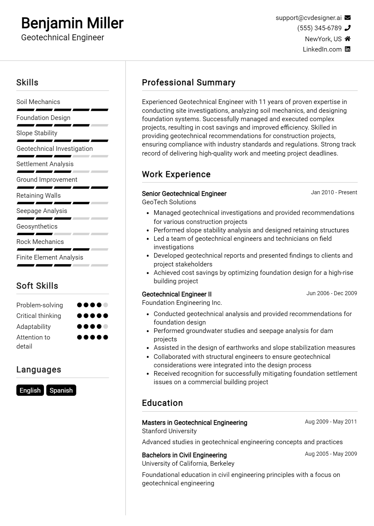 Geotechnical Engineer Resume Example for 2026: Free Downloadable Templates Preview
