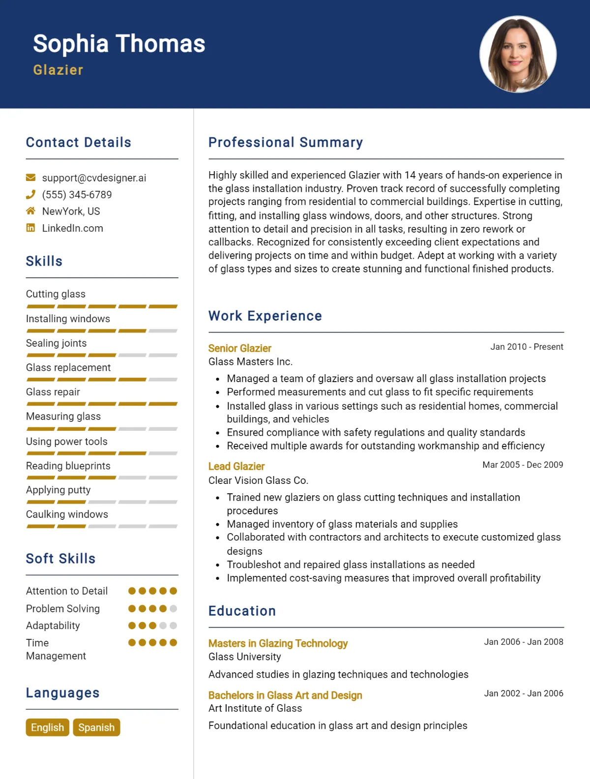 Glazier CV Example For 2026: Best Tips & Templates Preview