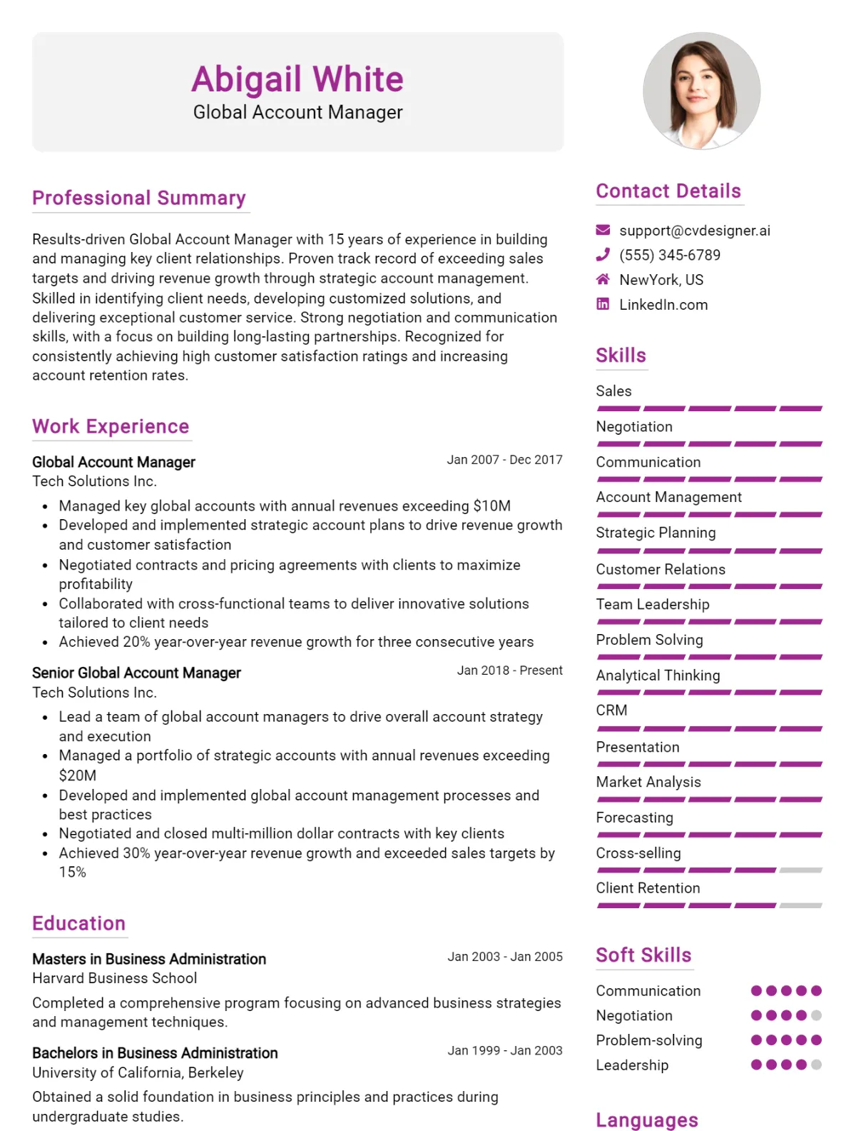 Global Account Manager CV Example For 2026: Tips to Stand Out Preview