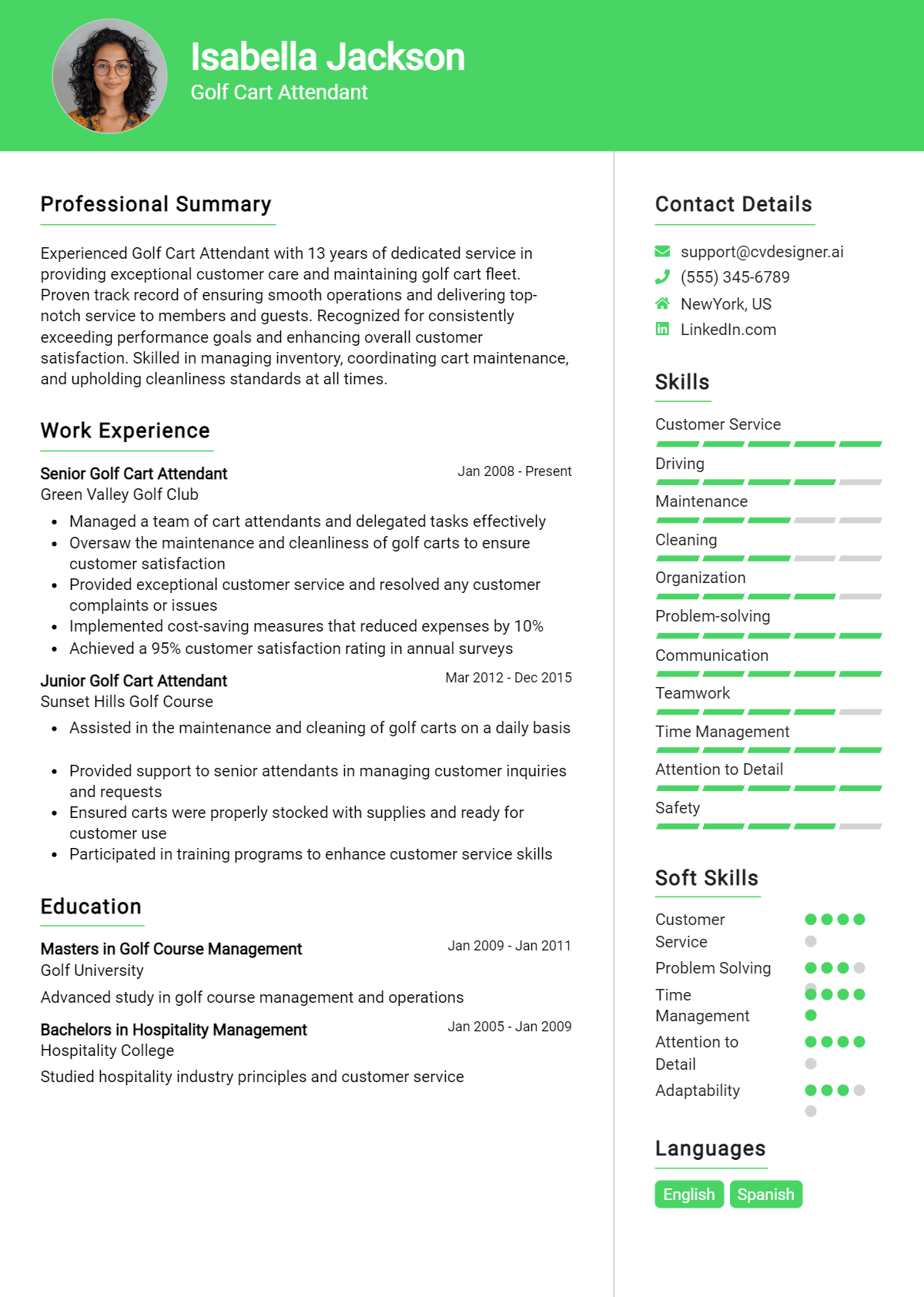 Golf Cart Attendant Resume Example for 2026: Tips to Stand Out Preview