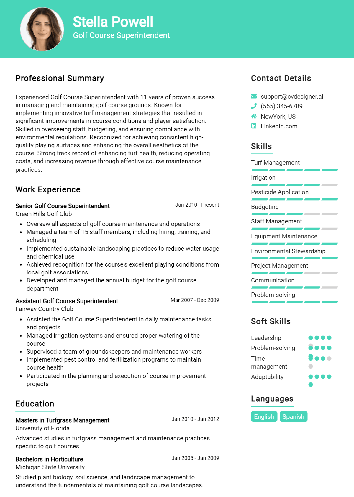 Golf Course Superintendent Resume Example for 2026: Best Tips & Templates Preview