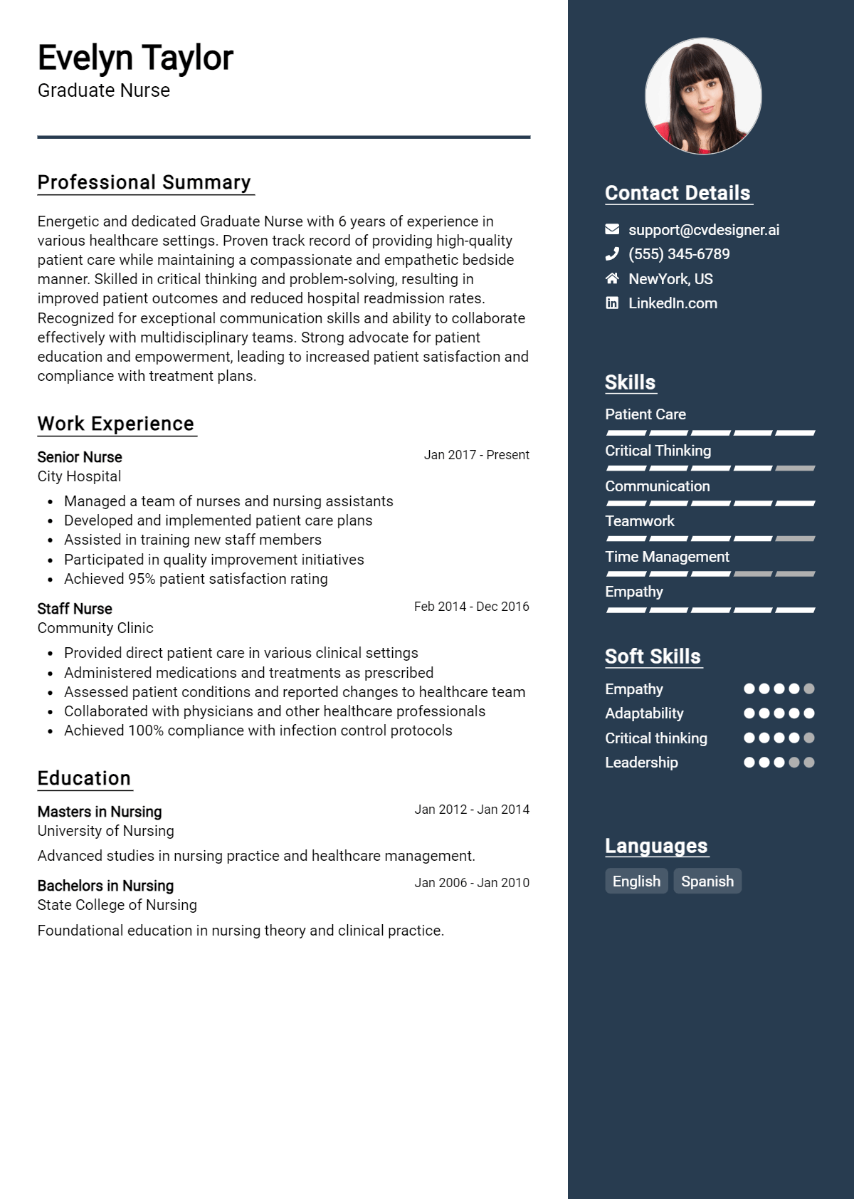 Graduate Nurse Resume Example for 2026: Top CV Skills Preview