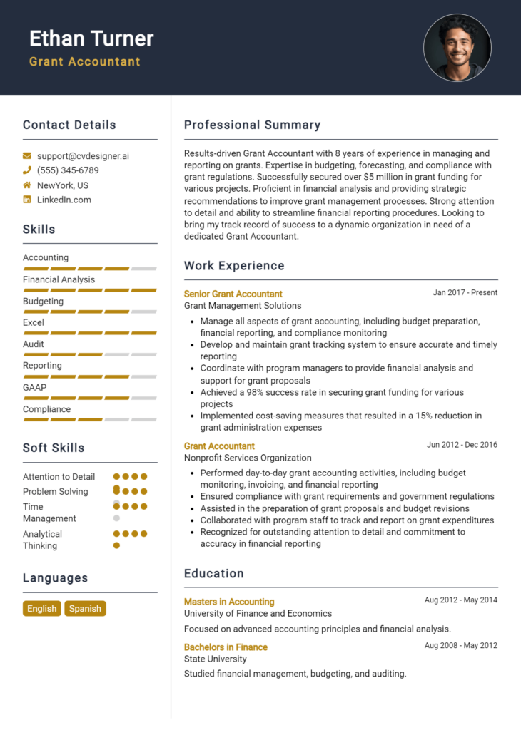 Grant Accountant Resume Example