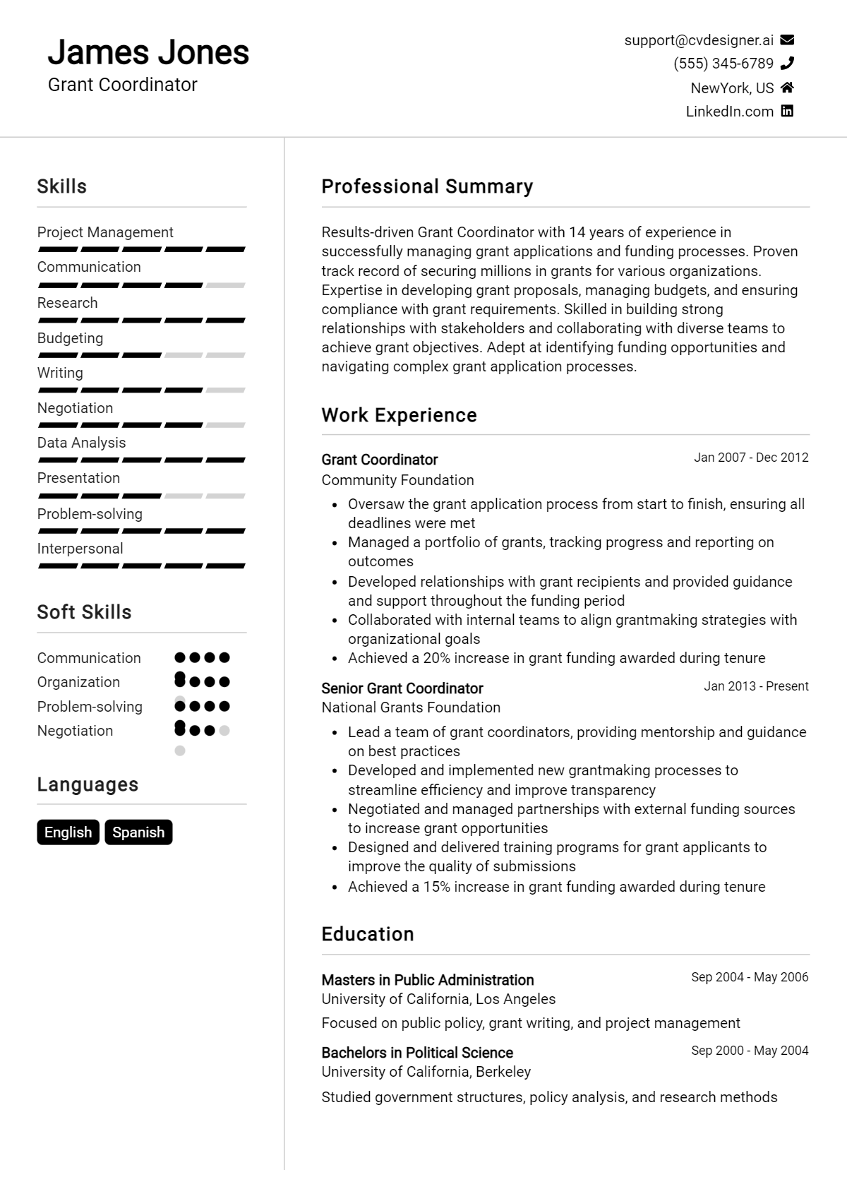 Grant Coordinator Resume Example for 2026: Free Downloadable Templates Preview