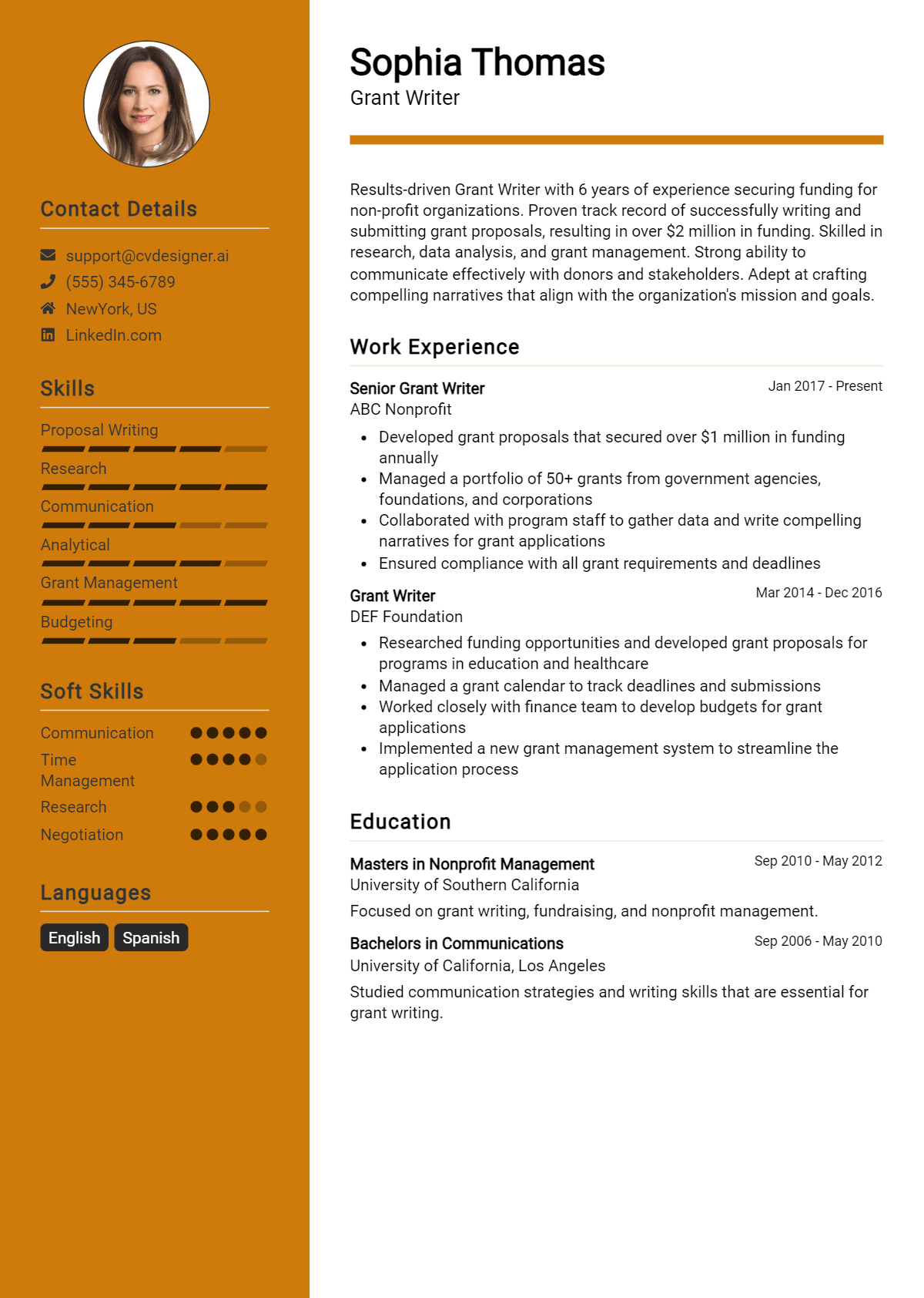Grant Writer Resume Example for 2026: Resume Guide Preview
