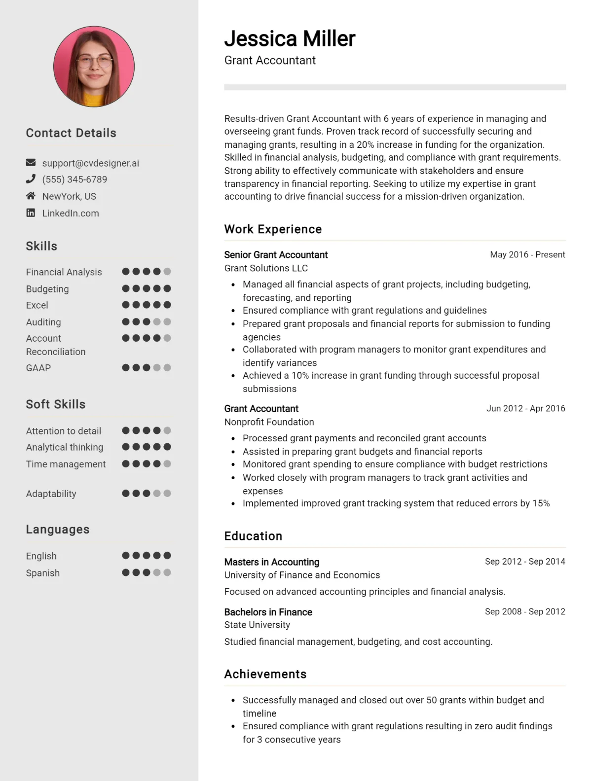 Grant Accountant CV Example For 2026: Best Writing Tips Preview