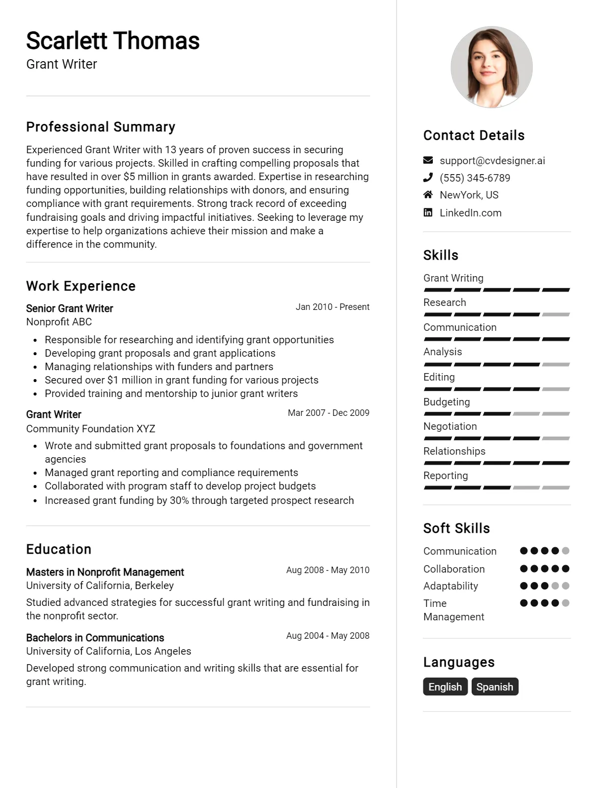 Grant Writer CV Example For 2026: Effective CV Writing Tips Preview
