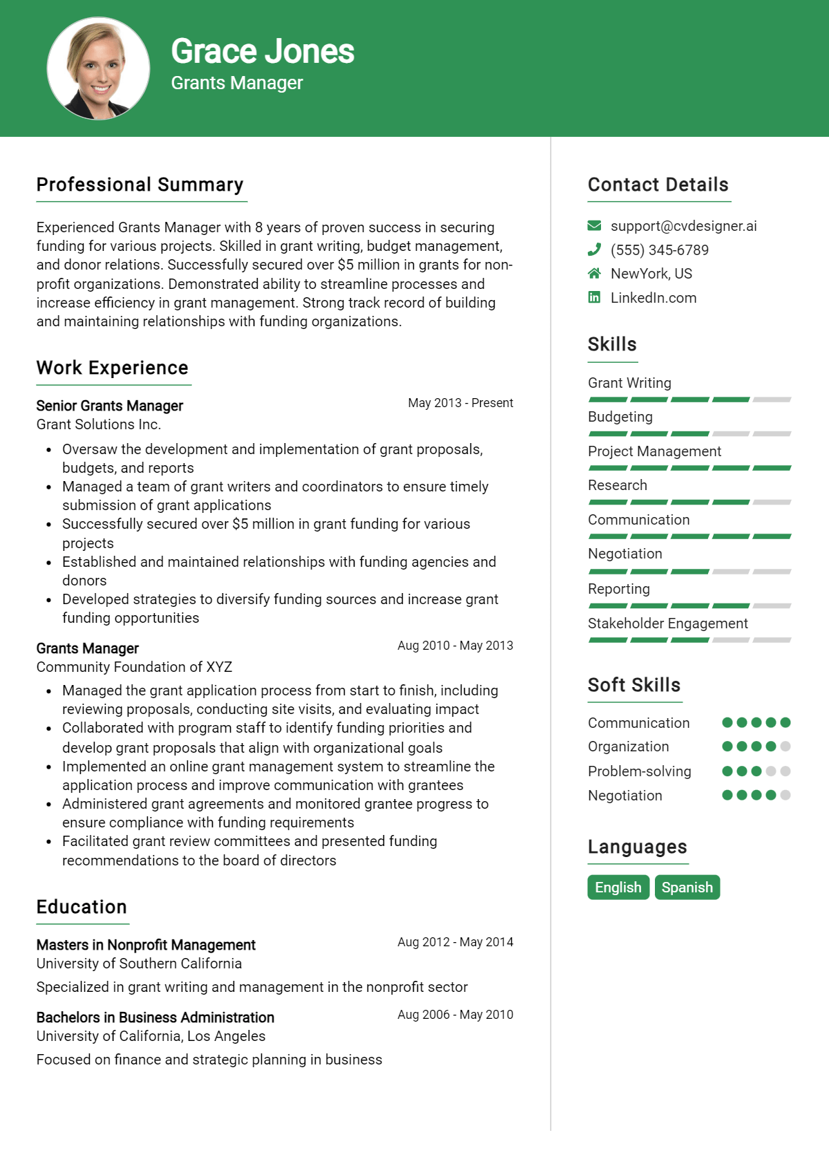 Grants Manager Resume Example for 2026: Ultimate Guide Preview