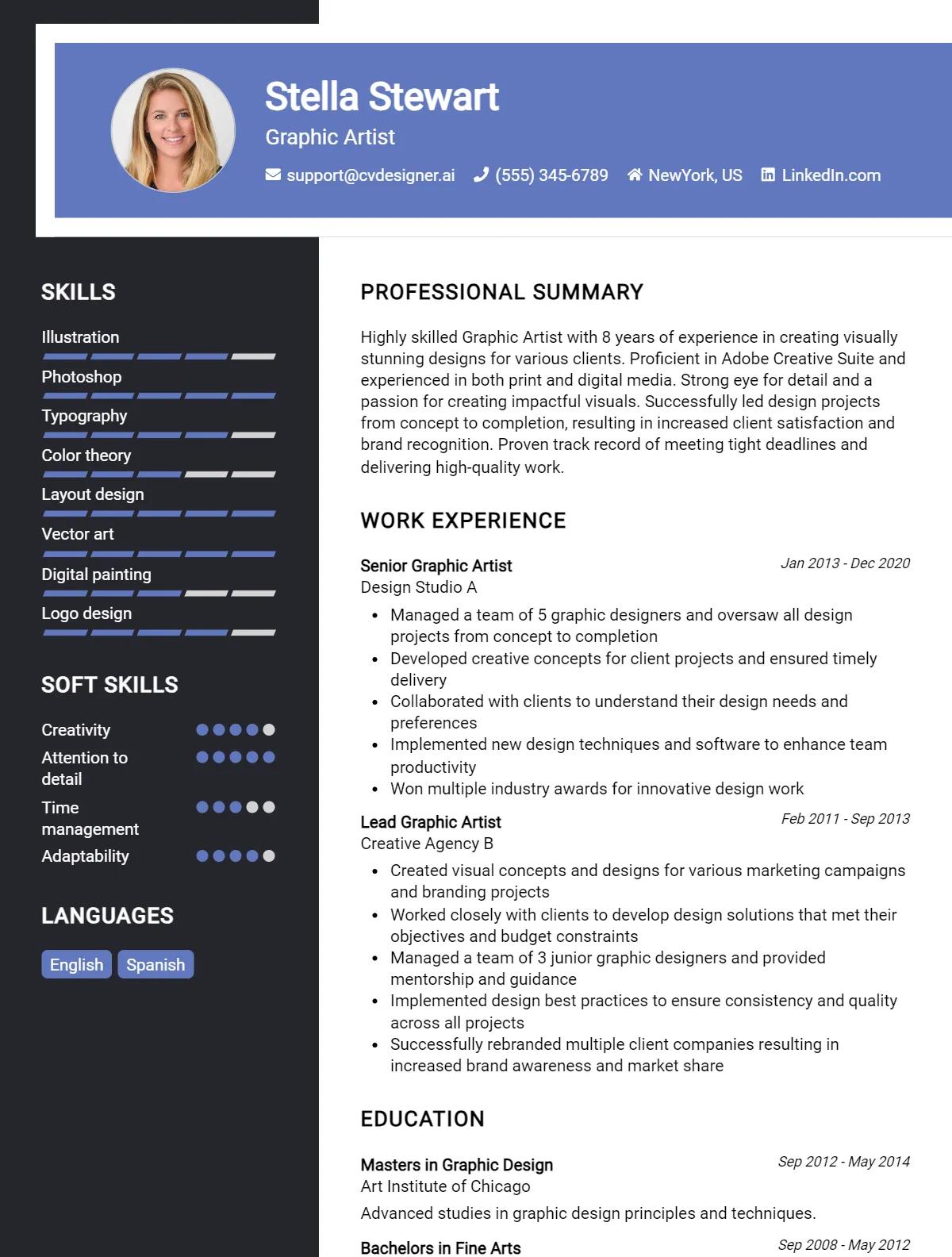 Graphic Artist CV Example For 2026: Ultimate Guide Preview