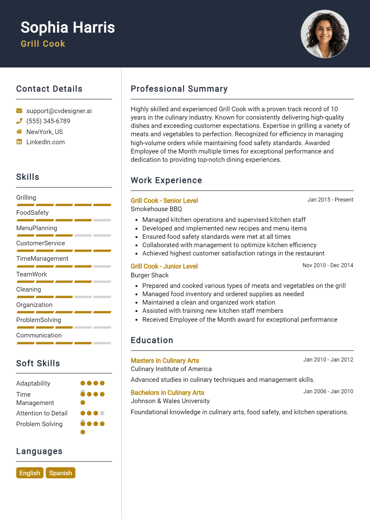 Grill Cook Resume Example for 2026: How to Craft a Winning CV Preview