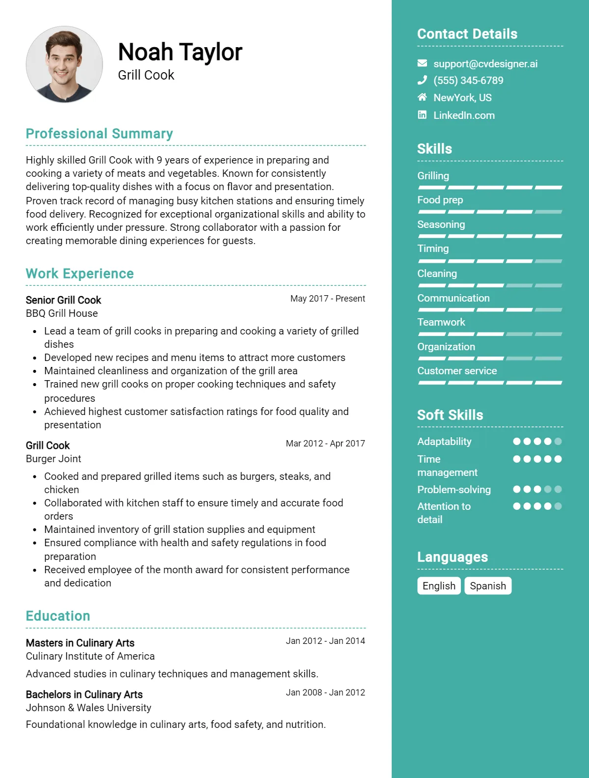 Grill Cook CV Example For 2026: How to Create a Professional CV Preview
