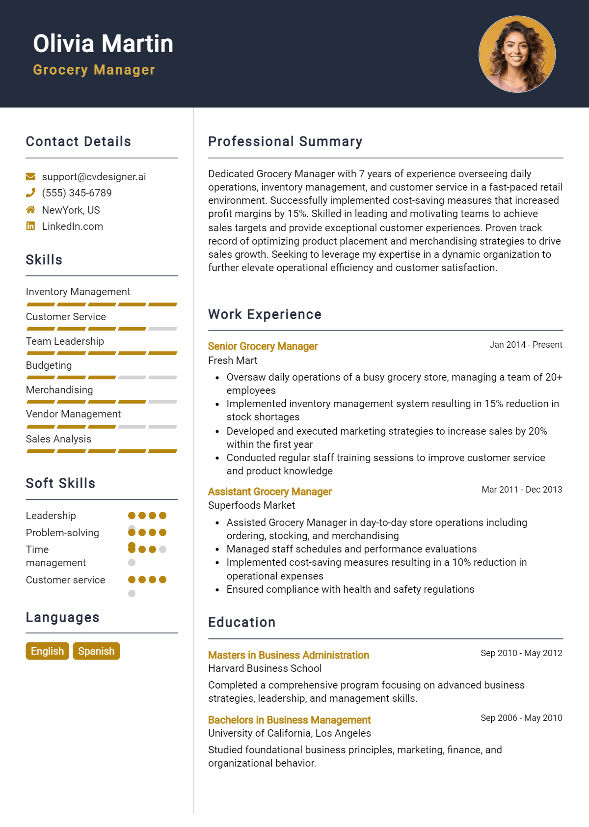 Grocery Manager Resume Example for 2026: Best Tips & Templates Preview