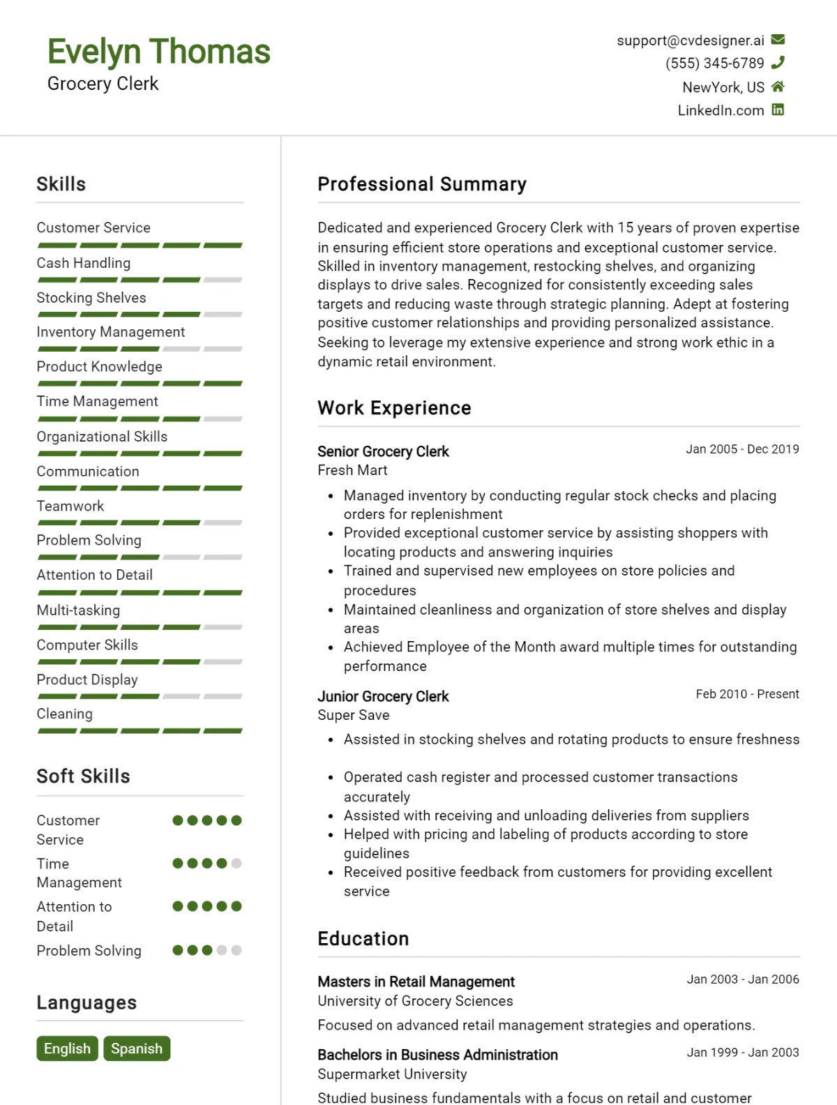 Grocery Clerk CV Example For 2026: Tips to Stand Out Preview