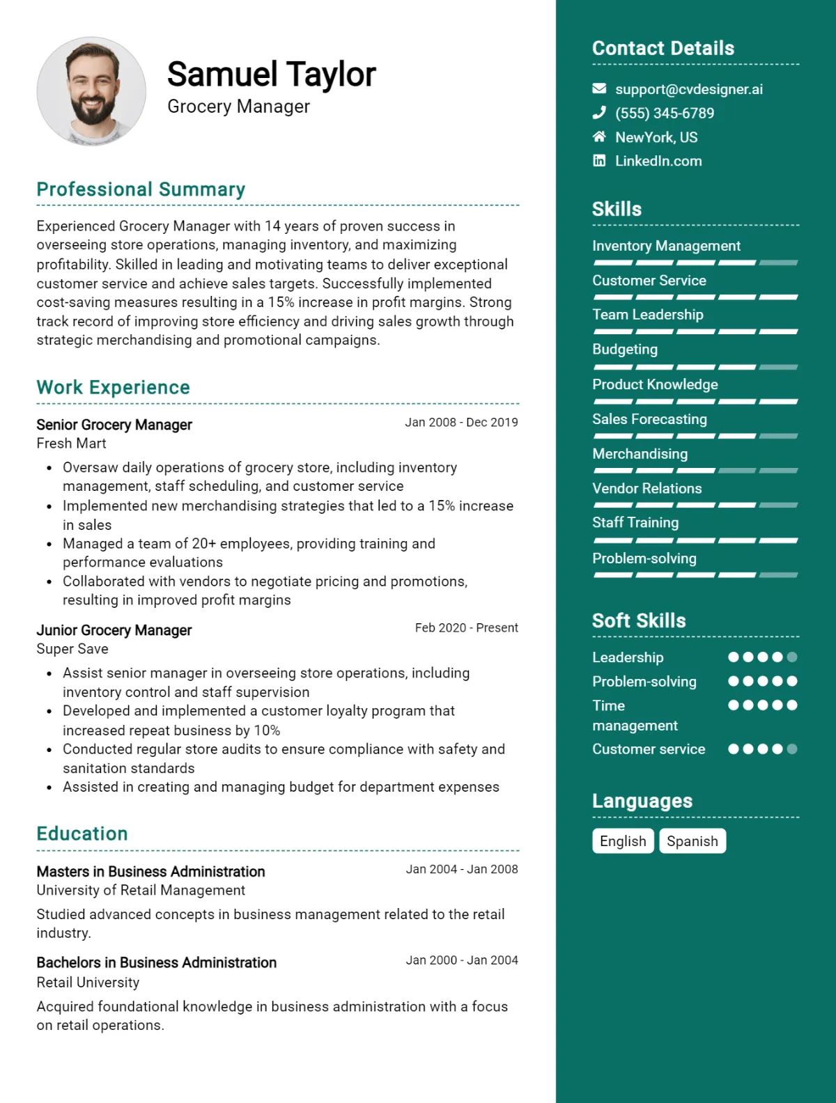 Grocery Manager CV Example For 2026: Best Formatting Tips Preview