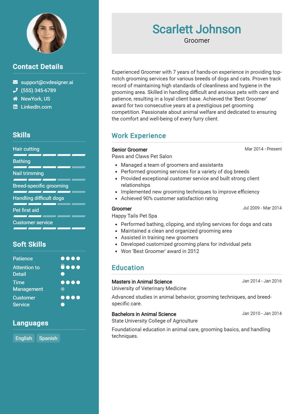 Groomer Resume Example for 2026: Tips to Stand Out Preview