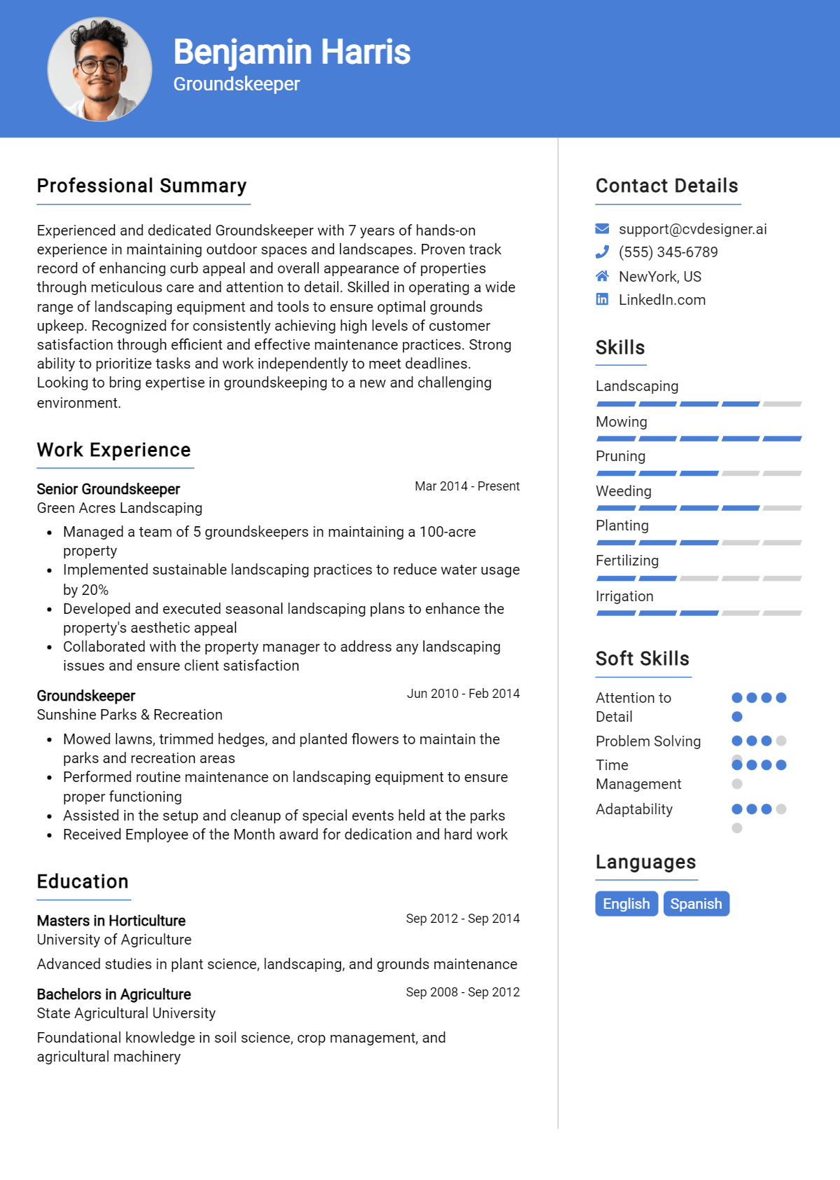 Groundskeeper Resume Example for 2026: Ultimate Guide Preview