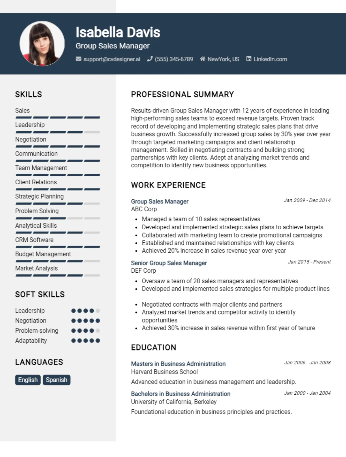 12 Group Sales Manager CV Examples And Templates For 2026 Preview