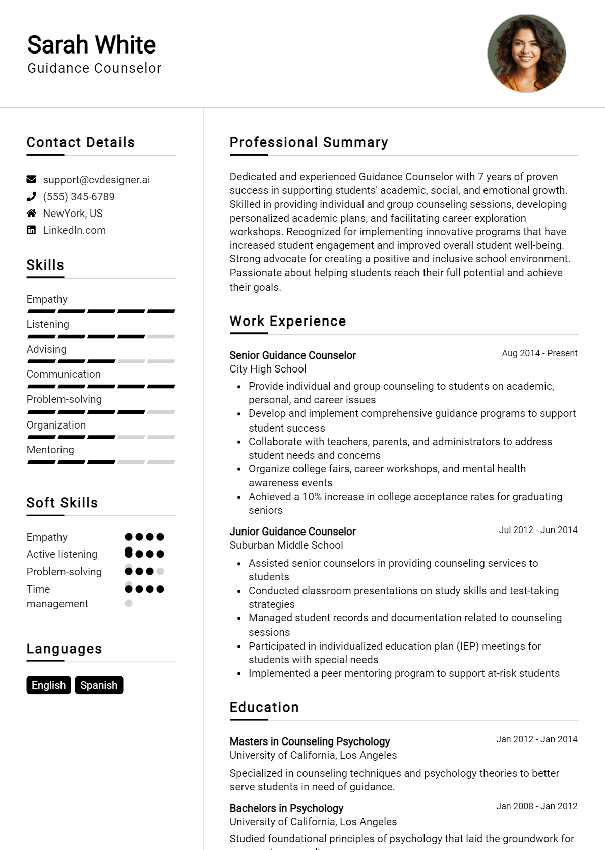 Guidance Counselor Resume Example for 2026: Free Downloadable Templates Preview